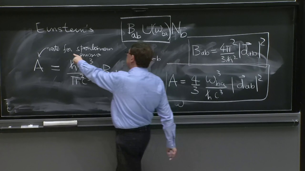 L13.3 Einstein's B and A coefficients determined.  Lifetimes and selection rulesL13.3爱因斯坦的B和确定系数。生命和选择规则